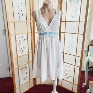 La Blanca Women’s White Swimsuit Coverup Dress Small linen like material